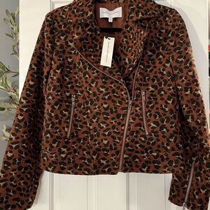 NWT Cupcakes & Cashmere Brown Leopard Jacket Size S